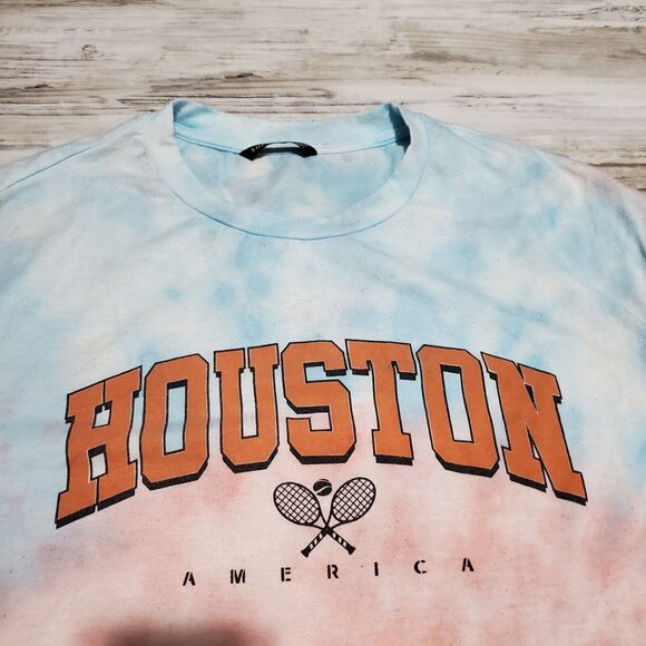 Shein Houston Tennis Adult Shirt Size L Hand Tye Dyed - Picture 3 of 4